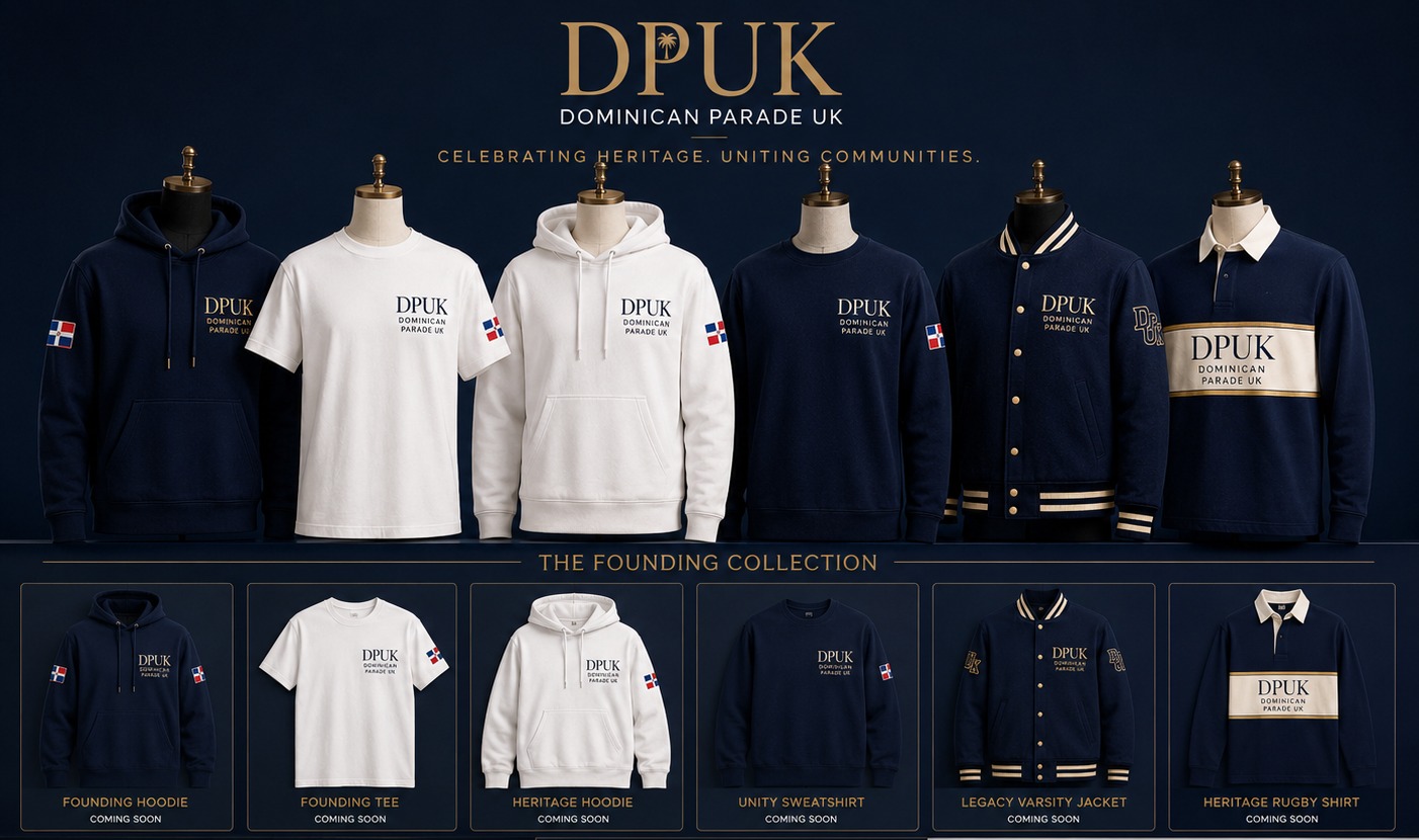Concept artwork showing proposed Dominican Parade UK clothing and accessories for the Founding Collection.
